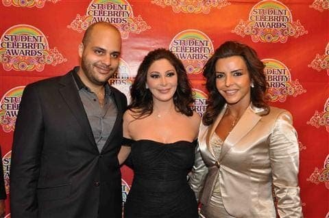 Youssef Khaizaran, SCA's founder, with Elissa and a guest on the Season One red carpet